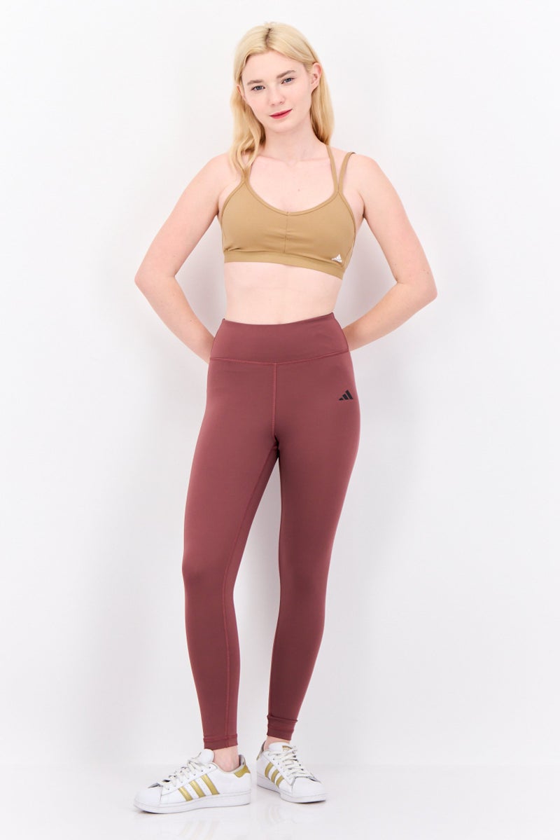 Adidas Women Tight Fit Brand Logo Training Leggings,  Deep Maroon - Image 4