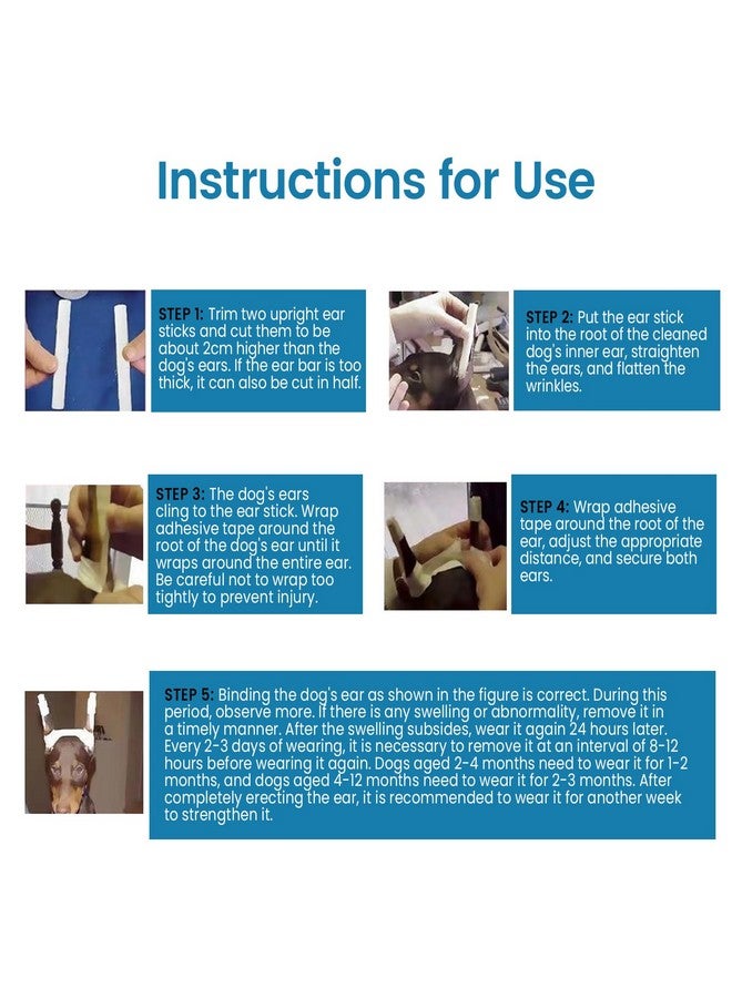 دائرة مربعة مجموعة دعامات آذان دوبرمان - أداة دعم قائمة مع شريط لاصق لآذان كلاب بينشر - Image 3