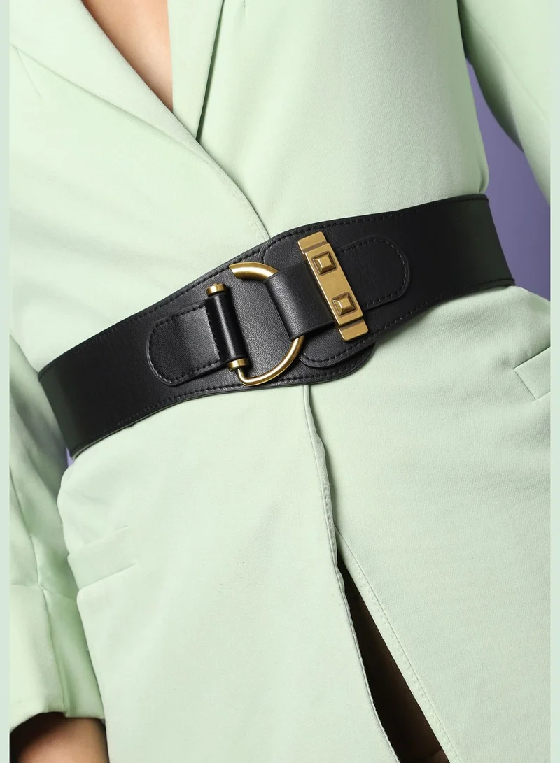 Haute Sauce Casual Solid Stretchable PU Leather Waist Belt For Women