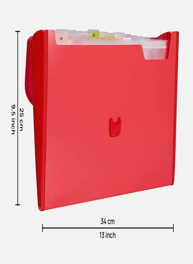 حافظة ملفات بلاستيكية قابلة للتوسيع من شاينينج زون، 13 جيبًا، لحفظ المستندات بحجم كبير A4 وورق الرسائل، مزودة بمقبض حمل، مناسبة للمدرسة والمكتب والمنزل ومنظم الشهادات (عبوة واحدة، لون أحمر). - Image 4