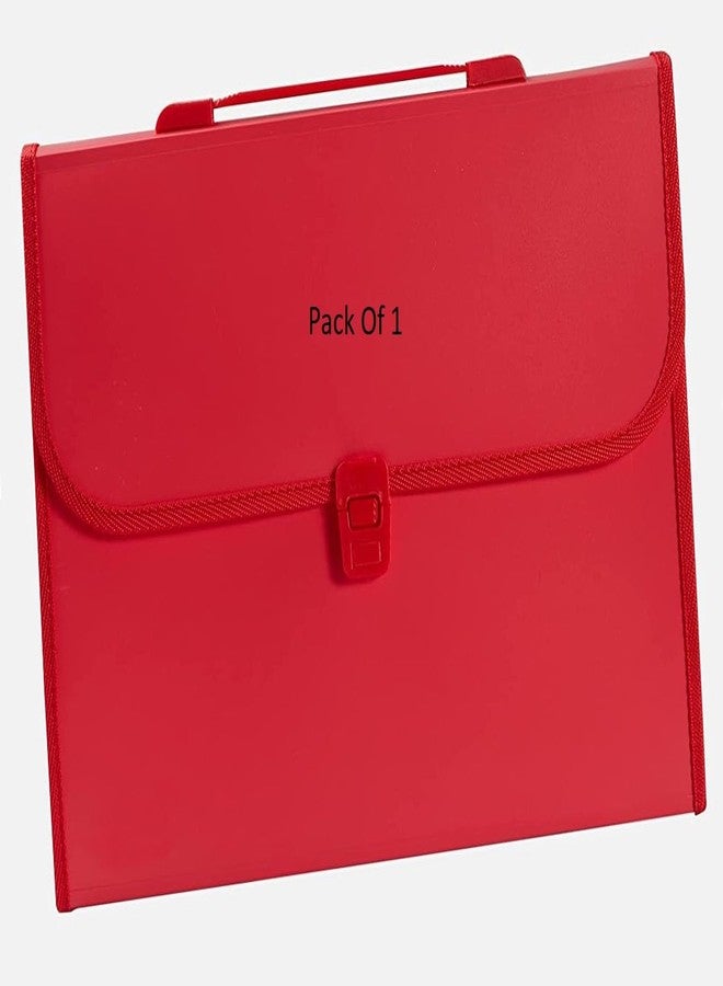 حافظة ملفات بلاستيكية قابلة للتوسيع من شاينينج زون، 13 جيبًا، لحفظ المستندات بحجم كبير A4 وورق الرسائل، مزودة بمقبض حمل، مناسبة للمدرسة والمكتب والمنزل ومنظم الشهادات (عبوة واحدة، لون أحمر). - Image 1