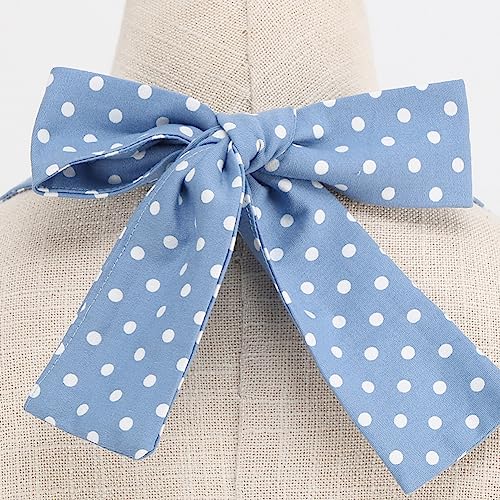 IWEMEK 50s Costumes for Women Polka Dot Dress Pin up Rockabilly Dresses Pockets Vintage 50's Dresses 1960s 40s Housewife Dress Bowknot Halter Fit Flare A-line Prom Party Homecoming Dress Light Blue-Ruched S - Image 5