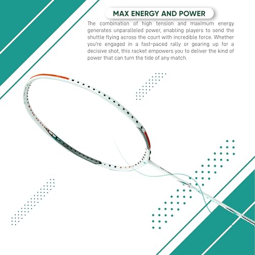 Apacs Z-Ziggler Reborn (Unstrung, 42 LBS High Tension) Max Energy & Power | Slim Shaft | Made in Vietnam | 100% Japanese Graphite Badminton Racket with Free Full Cover (White) - Image 3