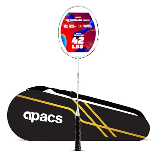 Apacs Z-Ziggler Reborn (Unstrung, 42 LBS High Tension) Max Energy & Power | Slim Shaft | Made in Vietnam | 100% Japanese Graphite Badminton Racket with Free Full Cover (White) - Image 1