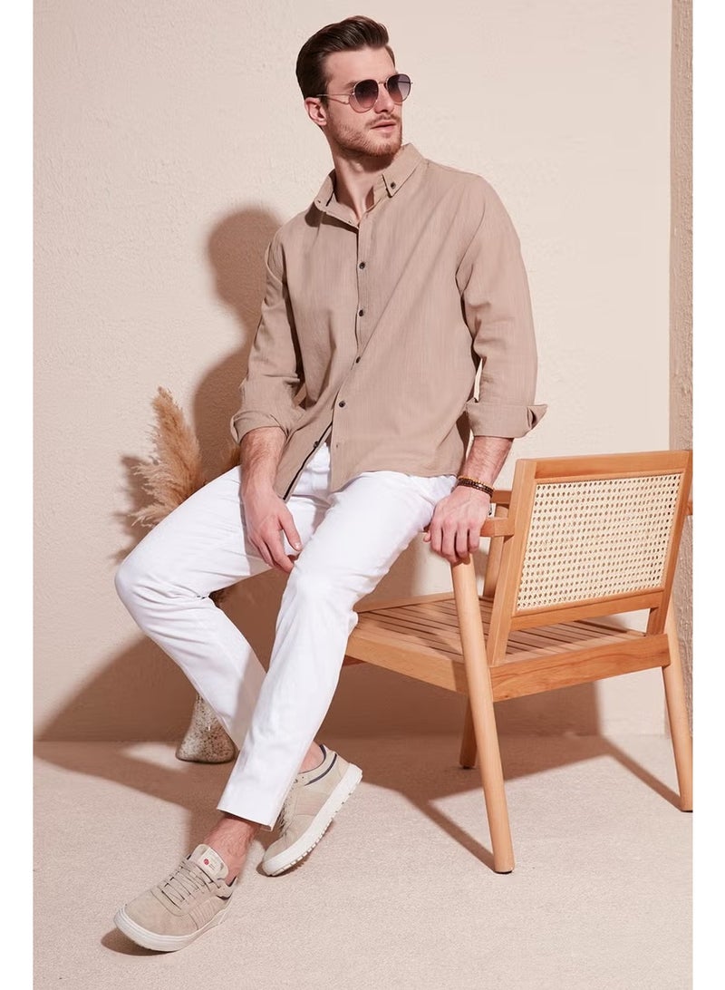 Buratti Regular Fit Button Collar 100% Cotton Shirt Men's Shirt Cf20S111871 - Image 3