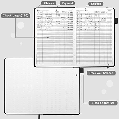JUBTIC A5 Check Registers for Personal Checkbook, Ledger Transaction Registers Log Book for Small Business. Track Payments, Finances, Deposits, Debit Card and Bank Account - Black - Image 4