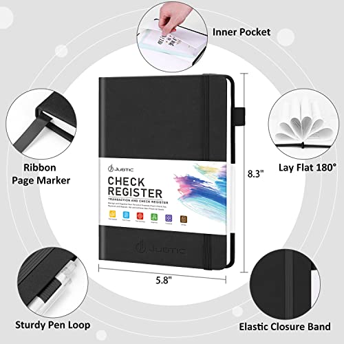 JUBTIC A5 Check Registers for Personal Checkbook, Ledger Transaction Registers Log Book for Small Business. Track Payments, Finances, Deposits, Debit Card and Bank Account - Black - Image 3