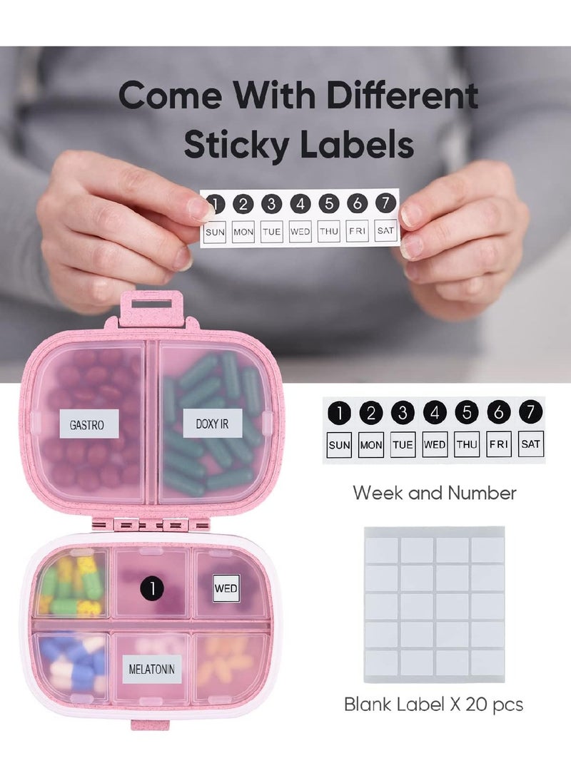 Generic 8 Compartments Portable Vitamin Daily Pill Box For Pocket Wallet Medication Organizer (Pink) - Image 2