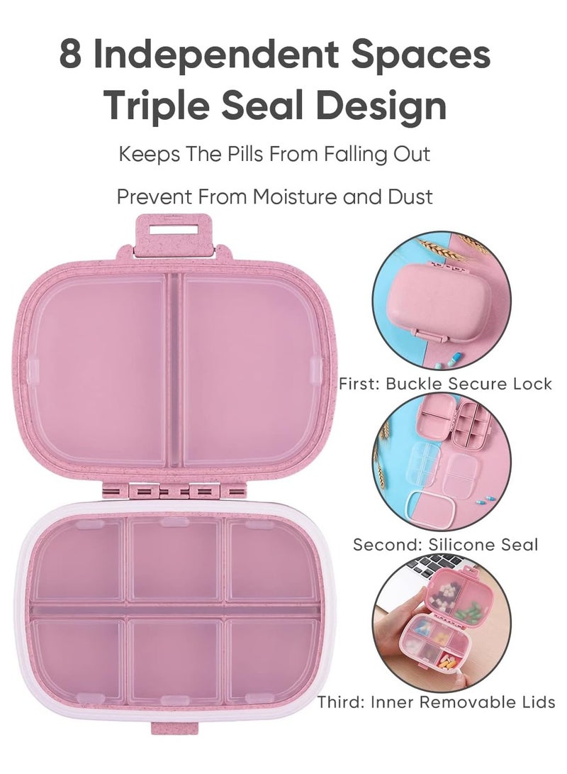 Generic 8 Compartments Portable Vitamin Daily Pill Box For Pocket Wallet Medication Organizer (Pink) - Image 3