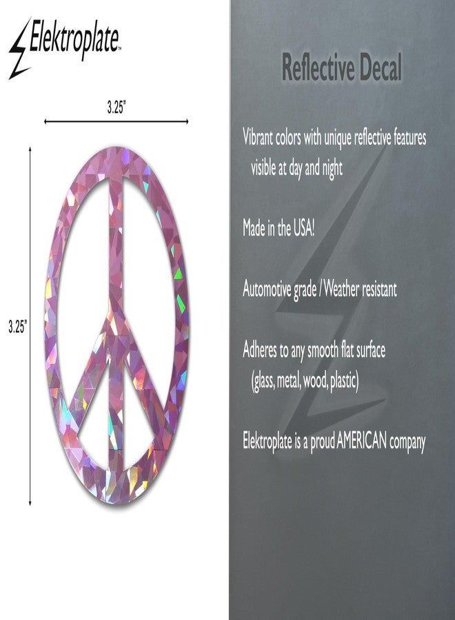 Elektroplate Pink Peace Sign Metallic Reflective Decal (3.25") | Premium Glossy All Weather Sticker for Car, Water Bottle, Laptop, Tablet, Cooler, Phone | Made in The USA - Image 3