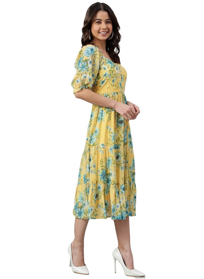 Janasya Women's Yellow Georgette Floral Printed Flared Western Dress(J0433-DR-S) - pzsku/Z915B7955B25673C6B311Z/45/_/1737720927/5d367cdc-1b9d-47fa-be8a-f9fac0e07d4f