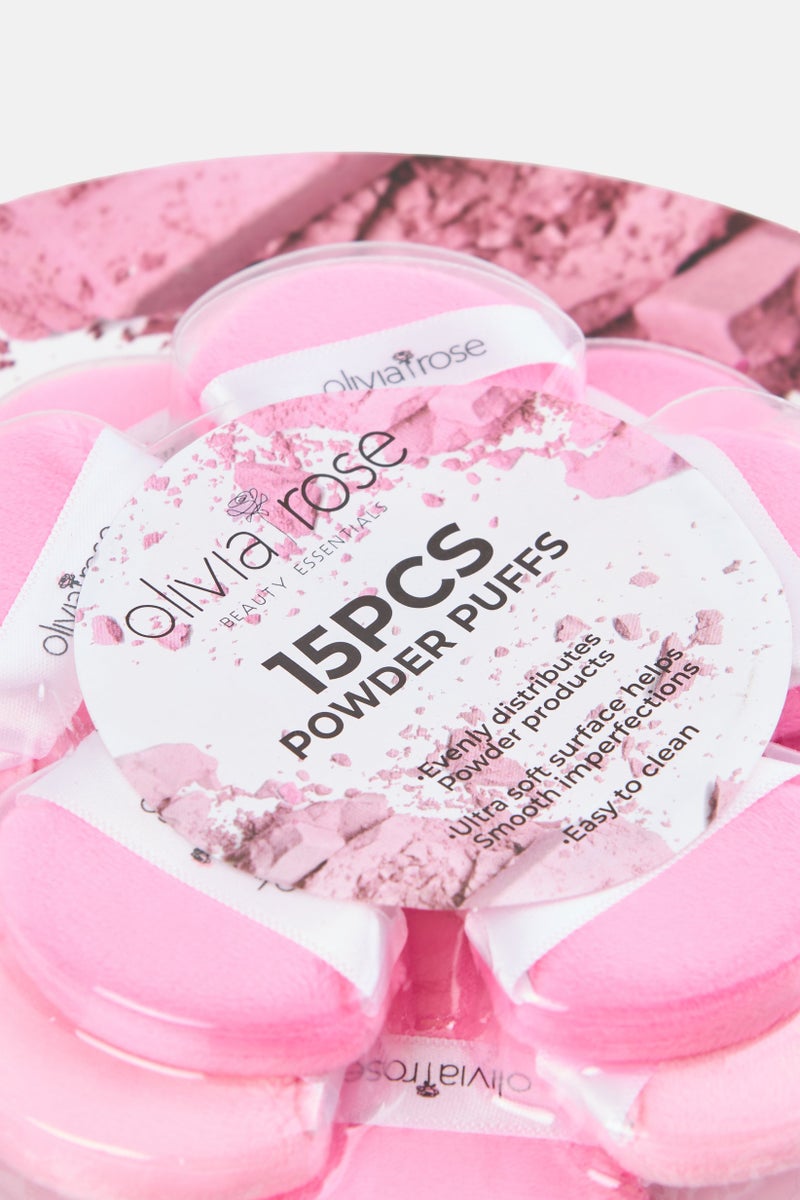 Olivia Rose 15 Pieces Makeup Powder Puffs Set, Pink - Image 3