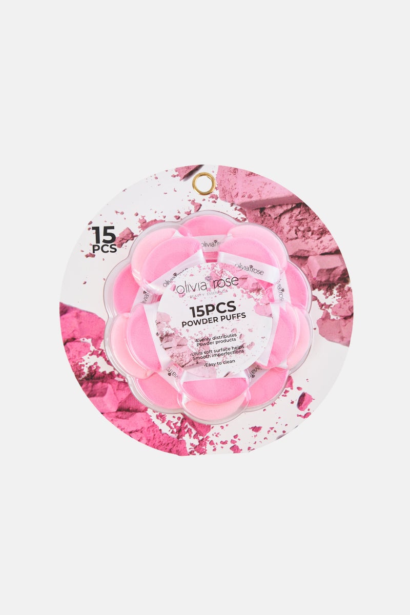 Olivia Rose 15 Pieces Makeup Powder Puffs Set, Pink - Image 1