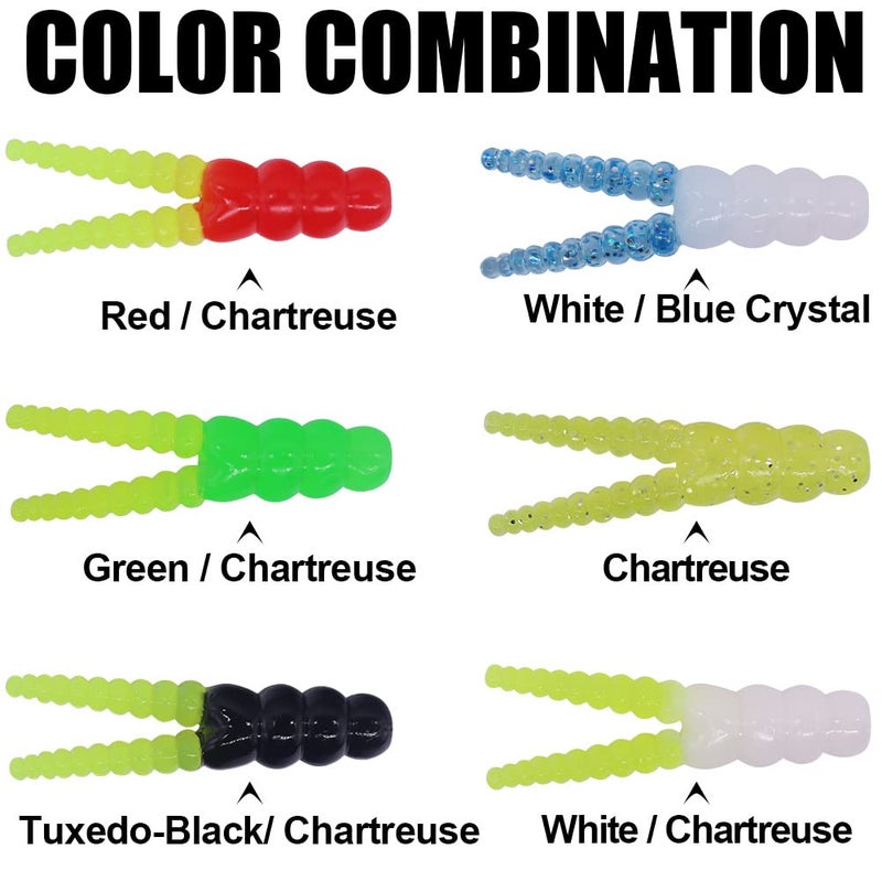 XFISHMAN Crappie Jigs and Lures Kit -135 & 40 Piece Set with Plastics, Jig Heads, Split-Tail Grub Baits - Perfect for Crappie Fishing, Panfish Lures - Image 3