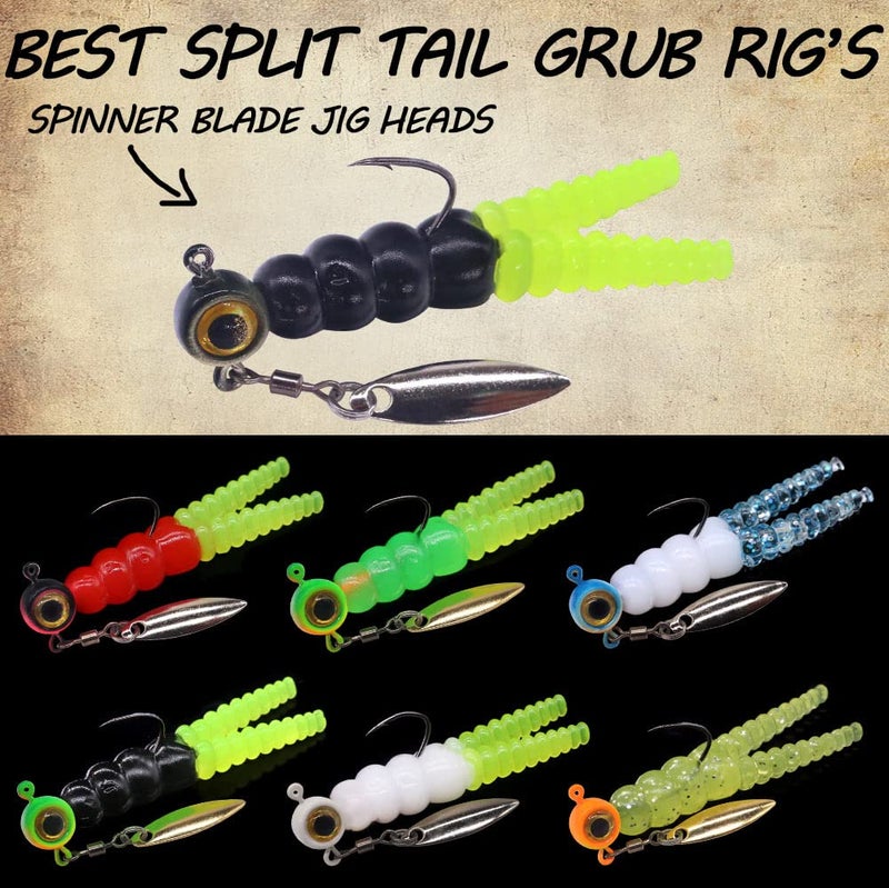 XFISHMAN Crappie Jigs and Lures Kit -135 & 40 Piece Set with Plastics, Jig Heads, Split-Tail Grub Baits - Perfect for Crappie Fishing, Panfish Lures - Image 5