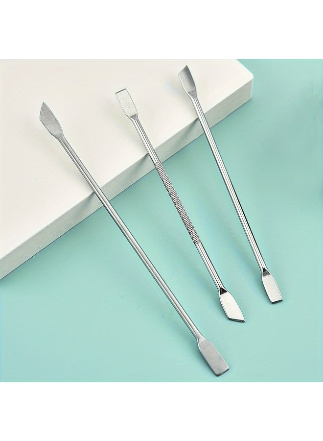 Rozino 3 PCS Set 410 Stainless Steel Double-Headed Nail Art Cuticle Pusher & Remover Tool - Image 1