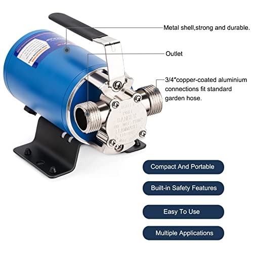 Techome 12V Portable Electric Utility Water Transfer Pump, with ON/OFF Switch and Suction Hose Kit. - Image 4