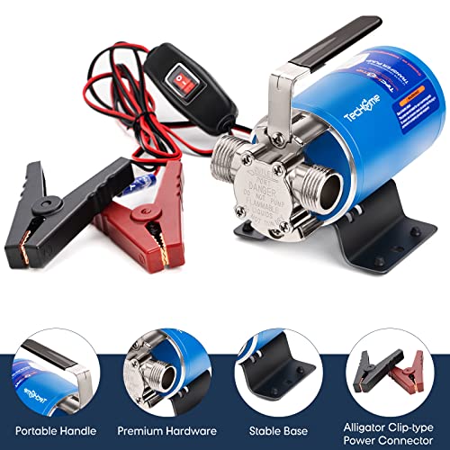 Techome 12V Portable Electric Utility Water Transfer Pump, with ON/OFF Switch and Suction Hose Kit. - Image 3