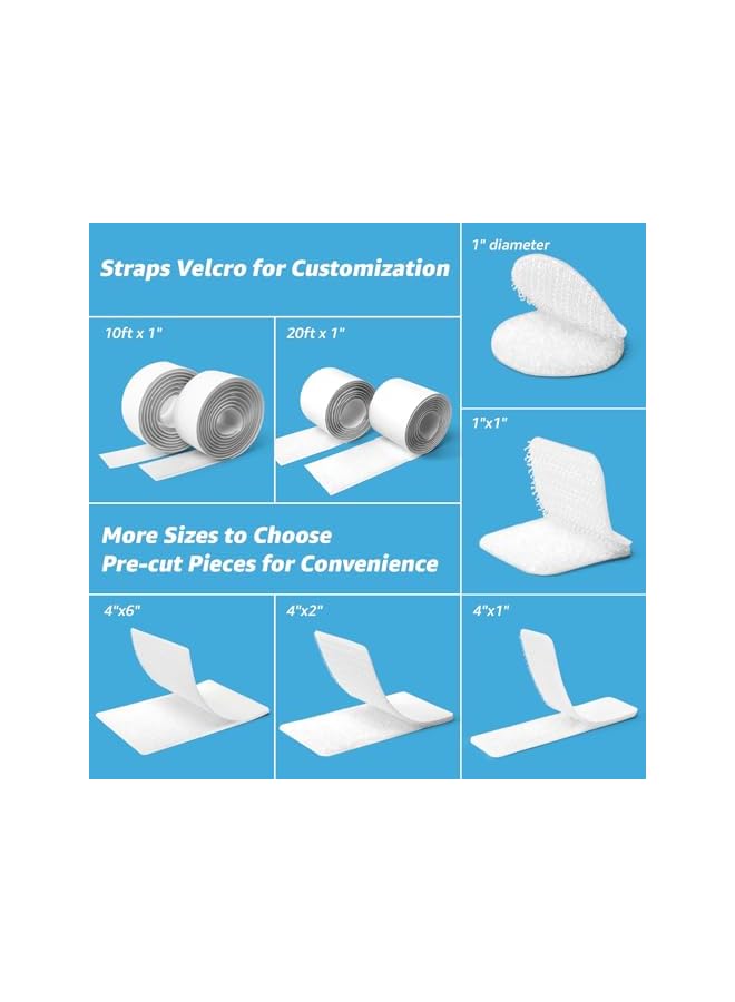 PROMASS Hook and Loop Tape Sticky Back 16 Sets, 1 In.X 4 In. Double-Sided Adhesive Strip, White  - Image 4