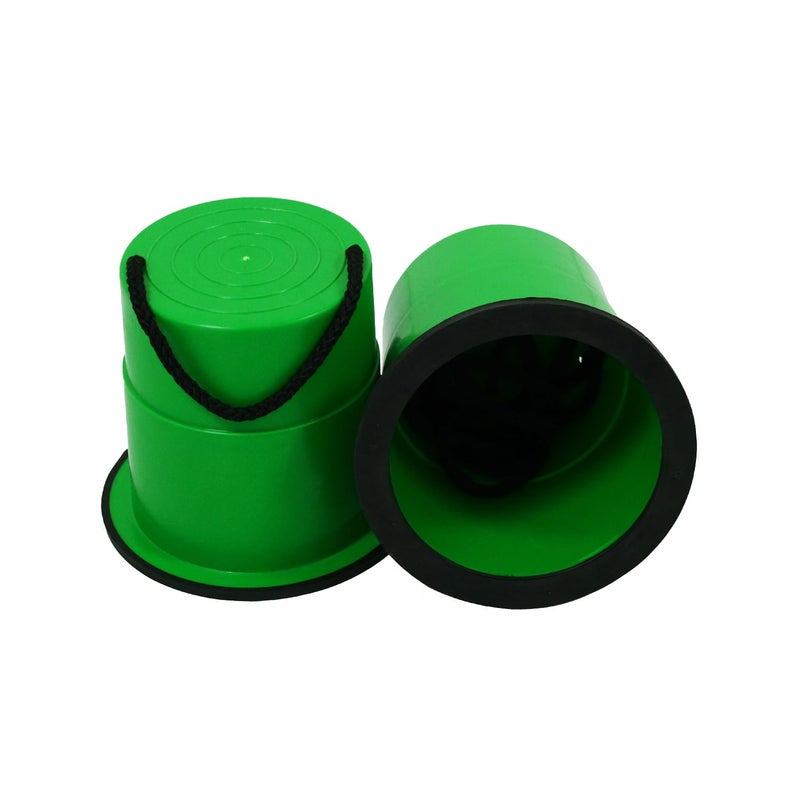 GISCO Anti Skid Bucket Stilts in Red/Blue/Yellow � Kid Stilt 2-Pack (Pair) Walking Cups for Children � Kids Stepper Toy Walking Stilts (Green) - Image 1