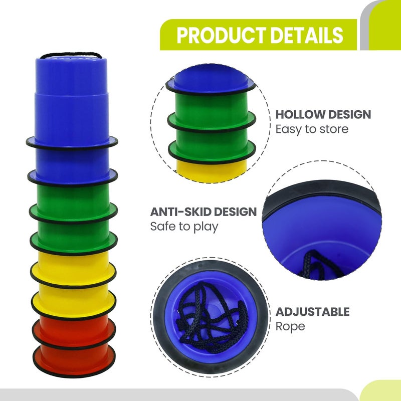 GISCO Anti Skid Bucket Stilts in Red/Blue/Yellow � Kid Stilt 2-Pack (Pair) Walking Cups for Children � Kids Stepper Toy Walking Stilts (Green) - Image 2