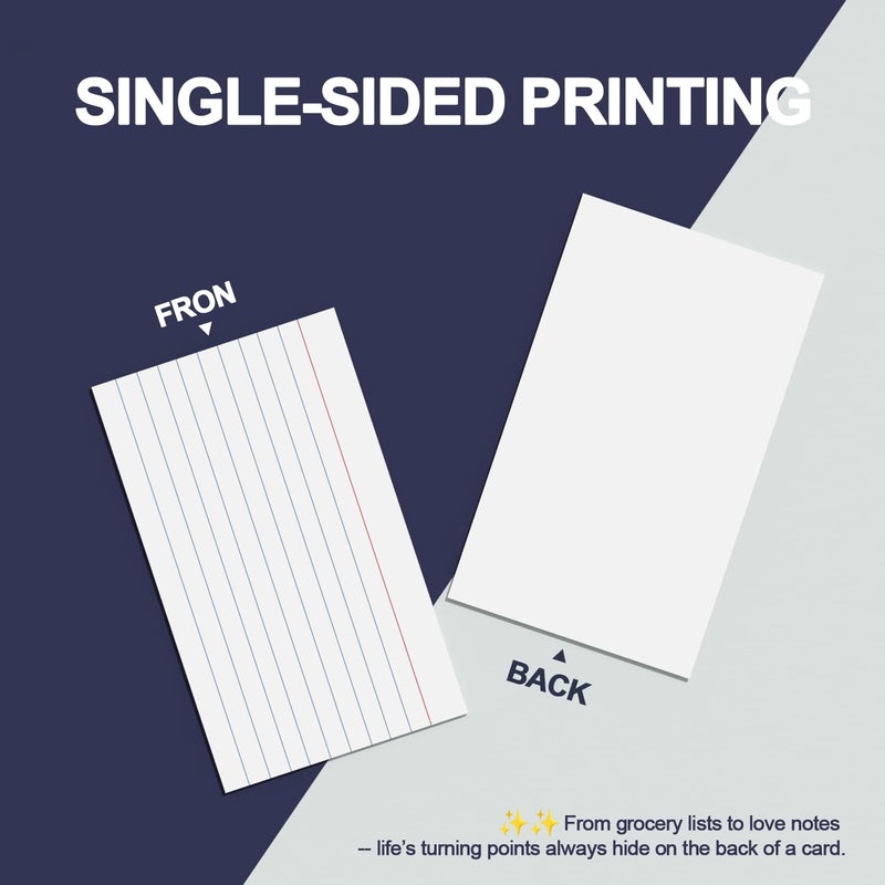 MSKKSM Index Cards 3x5 Inch - 300 Pack, Ruled Index Flash Cards for Studying, Lined Index Note Cards 3x5 Flashcards, Notecards 3 x 5 Lined Small Index Cards Ruled White 3x5 Cards for Office, School, Home - Image 3