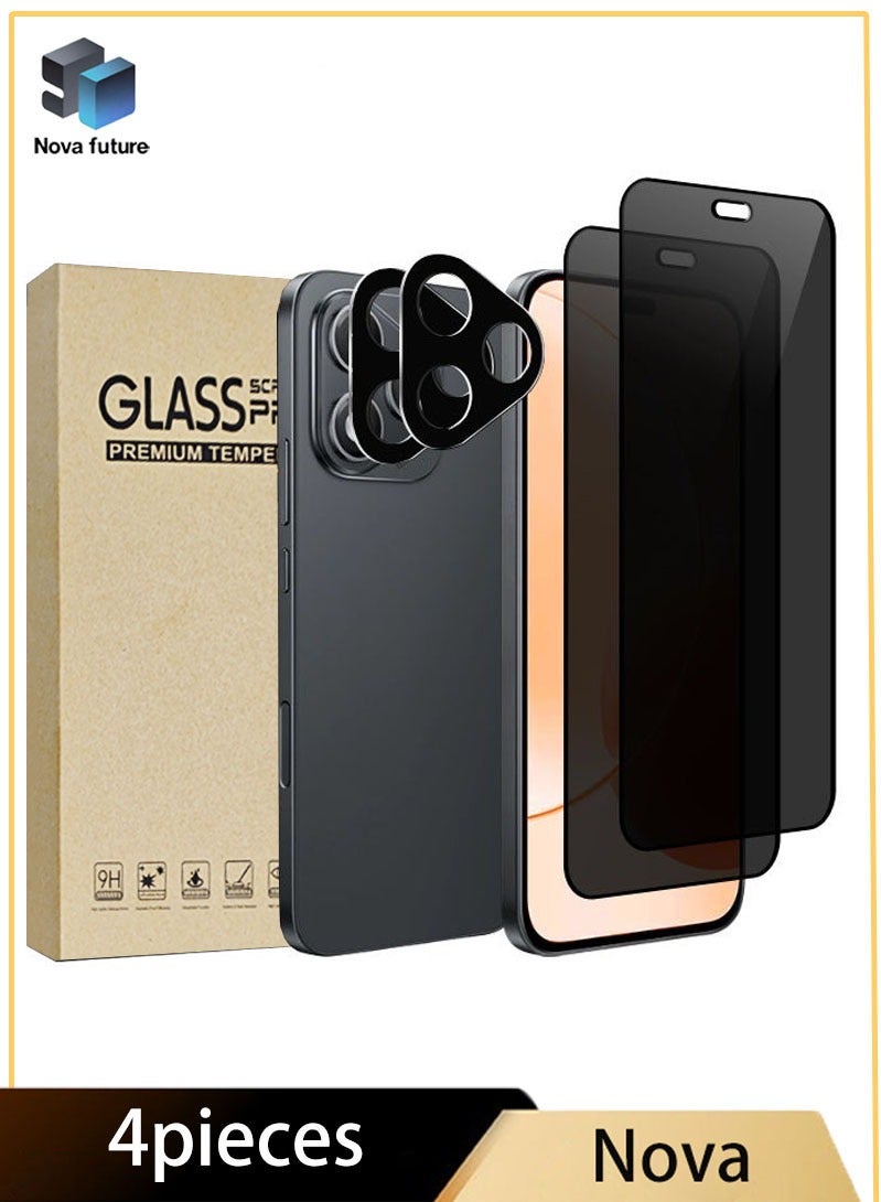 Nova future [2+2 Pack] Honor 400 Lite Privacy Screen Protector with Camera Lens Protector, [28° Anti-Spy][9H Hardness][Touch Sensitive][Anti Scratch][Bubble Free][Case Friendly] Protector Set for Honor 400 Lite 5G 6.7 inch (Boxed, 2+2 PCS) - Image 1
