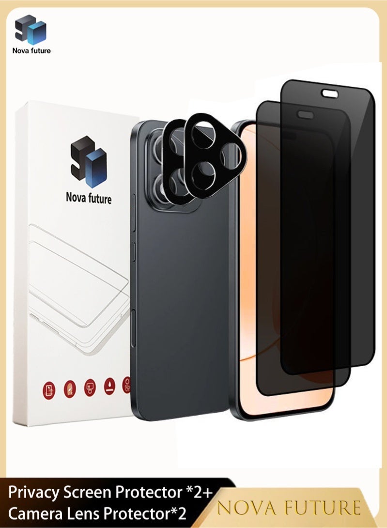 مستقبل نوفا [2 + 2 عبوة] واقي شاشة الخصوصية لهاتف Honor 400 Lite مع واقي عدسة الكاميرا، [مضاد للتجسس بزاوية 28 درجة] [صلابة 9H] [حساس للمس] [مضاد للخدش] [خالٍ من الفقاعات] [مناسب للجراب] مجموعة واقي لهاتف Honor 400 Lite 5G مقاس 6.7 بوصة (معلب، 2 + 2 قطعة) - Image 1