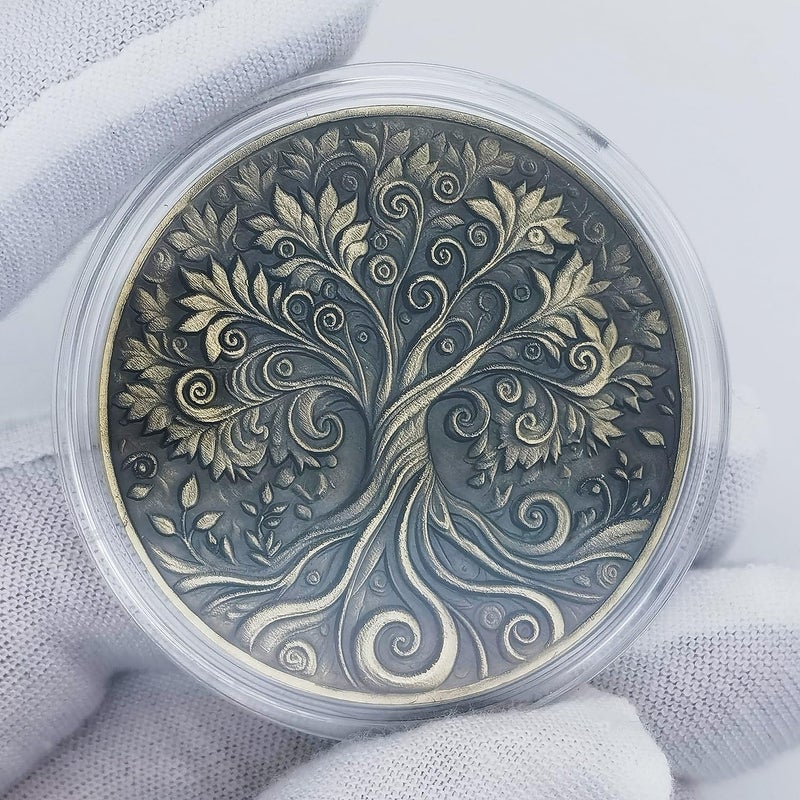Rumkou Inspirational Coins Tree of Life Challenge Coin - Motivational Quote & Artistic Design - Image 2