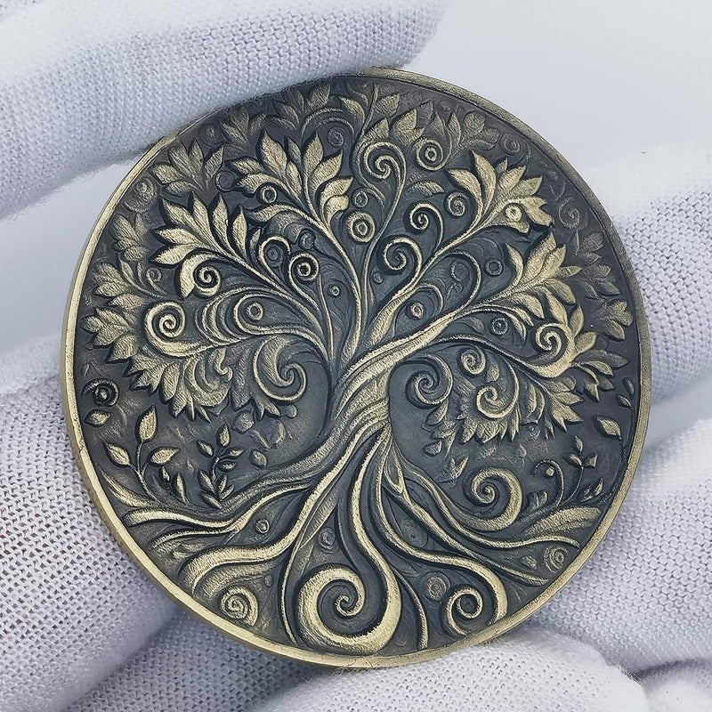 Rumkou Inspirational Coins Tree of Life Challenge Coin - Motivational Quote & Artistic Design - Image 4