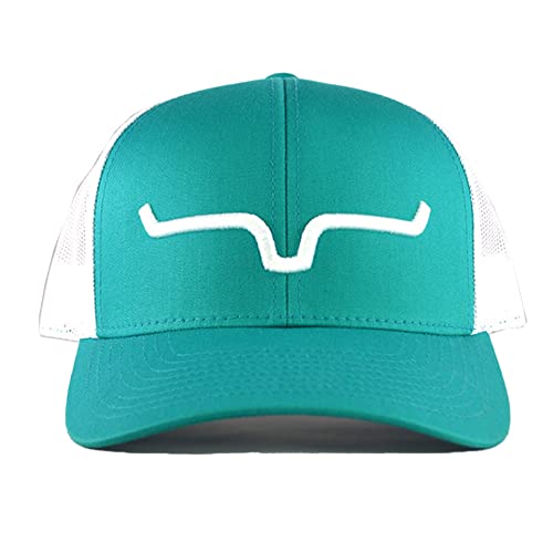 Kimes Ranch Unisex Weekly Upgrade 110 3-D Embroidered Horns Adjustable Snapback One-Size Hat Teal/White - Image 1