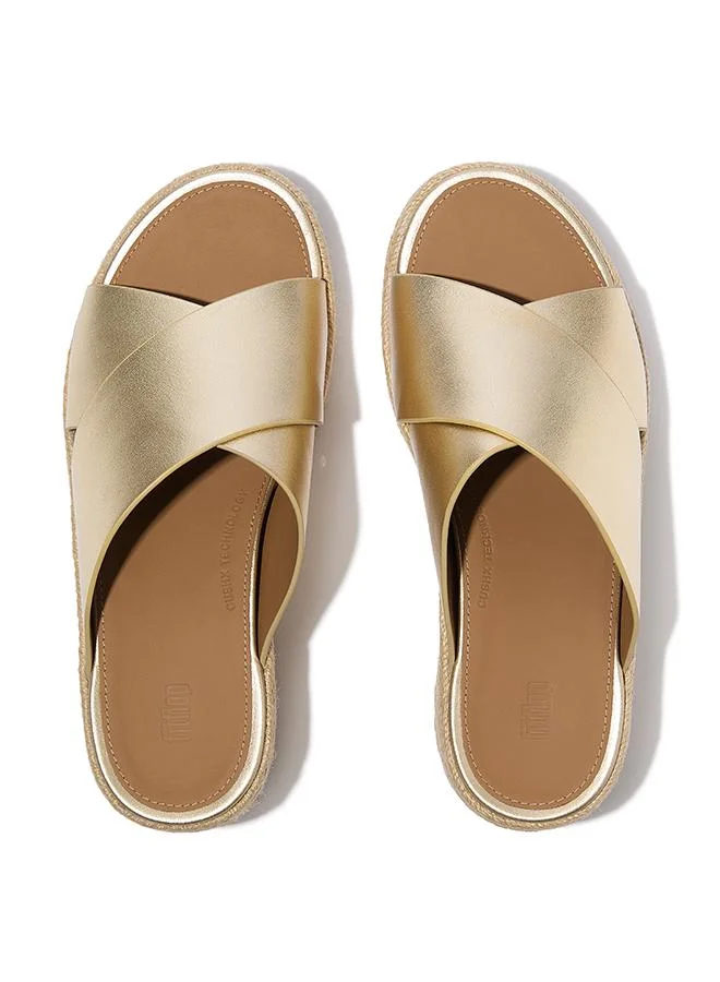 فيت فلوب PLATFFORMS ESPADRILLE LEATHER WEDGE CROSS SLIDES