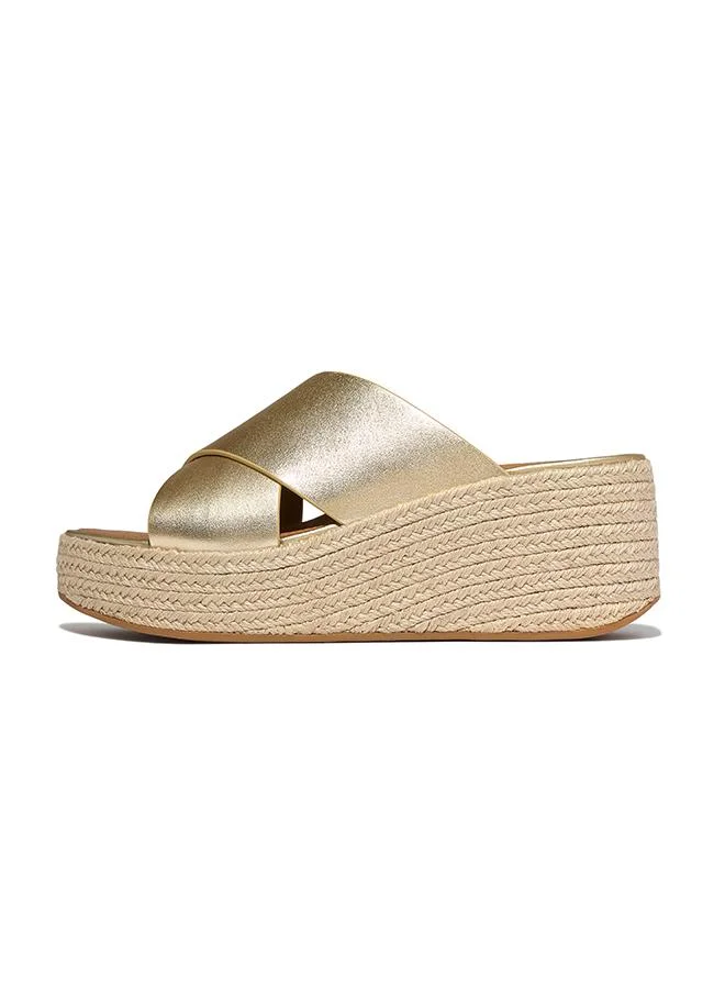 فيت فلوب PLATFFORMS ESPADRILLE LEATHER WEDGE CROSS SLIDES