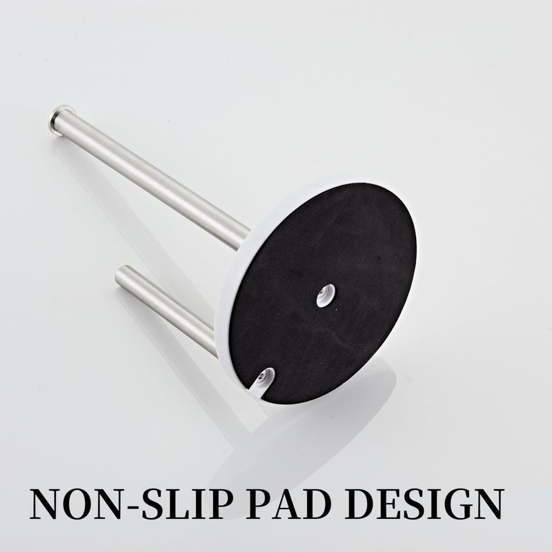 KUUBTH Brushed Nickel Paper Towel Holder,Stainless Steel Paper Towel Holder for Kitchen Roll Organize, Standard or Jumbo-Sized Roll Paper, Countertop Roll Dispenser with Marble Base - Image 5