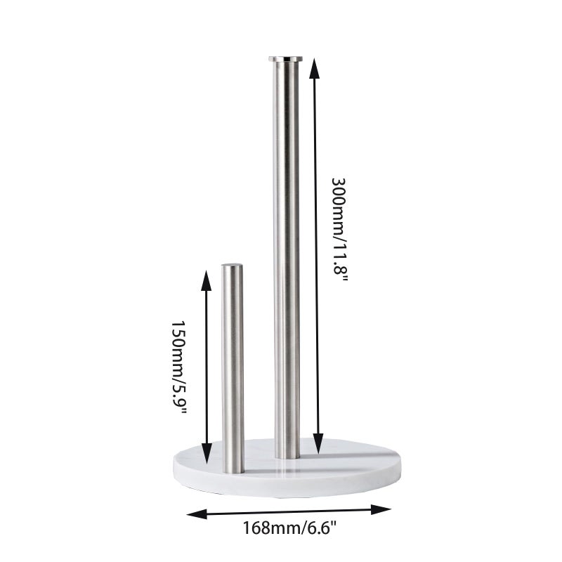 KUUBTH Brushed Nickel Paper Towel Holder,Stainless Steel Paper Towel Holder for Kitchen Roll Organize, Standard or Jumbo-Sized Roll Paper, Countertop Roll Dispenser with Marble Base - Image 4