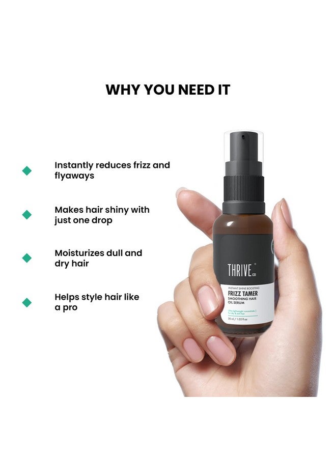 THRIVECO Frizz Tamer Smoothing Hair Oil Serum | For Smooth & Frizz-Free Hair | Gives Shine Up To 12 Hours | Hydrates Frizzy, Dry & Dull Hair | With Jojoba Oil, Mahua Oil | For Men & Women | 30Ml - Image 4