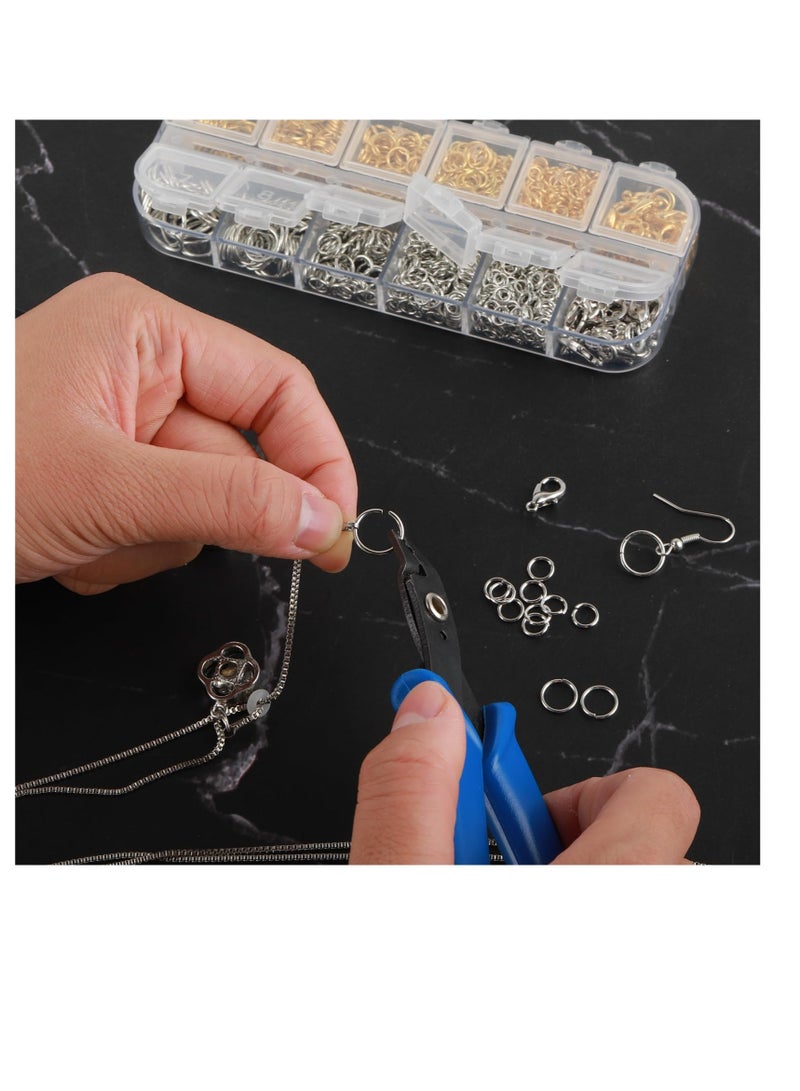 1100Pcs Jump Rings Jewelery Making Supplies, 40Pcs Lobster Clasps Jewelry Findings Kit, Broken Bracelet Necklace Rings Repair Set, Earring Loops Jewelry Making Supplies Assorted Sizes Gold Silver - Image 3