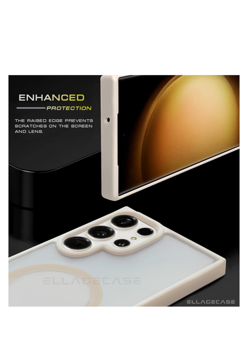 ELLAGECASE حافظة أنيقة بيضاء لهاتف سامسونج جالاكسي S24 ألترا، حماية كاميرا قوية، مضادة للصدمات، حماية معززة، متوافقة مع شحن MagSafe والشحن اللاسلكي - Image 4