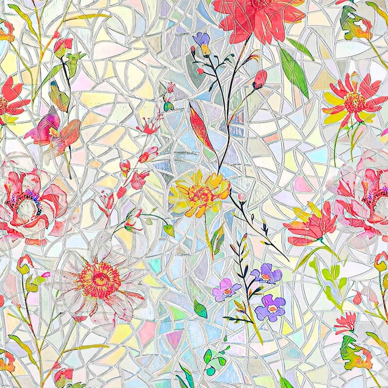 ADD.HERES Window Privacy Film Home Room Bathroom Spring Decor Car Decorations, Stained Glass Window Film, Static Cling Window Film, Window Tint，Rainbow Window Film (Wildflower Trail, 17.5" x 78.7") - Image 2