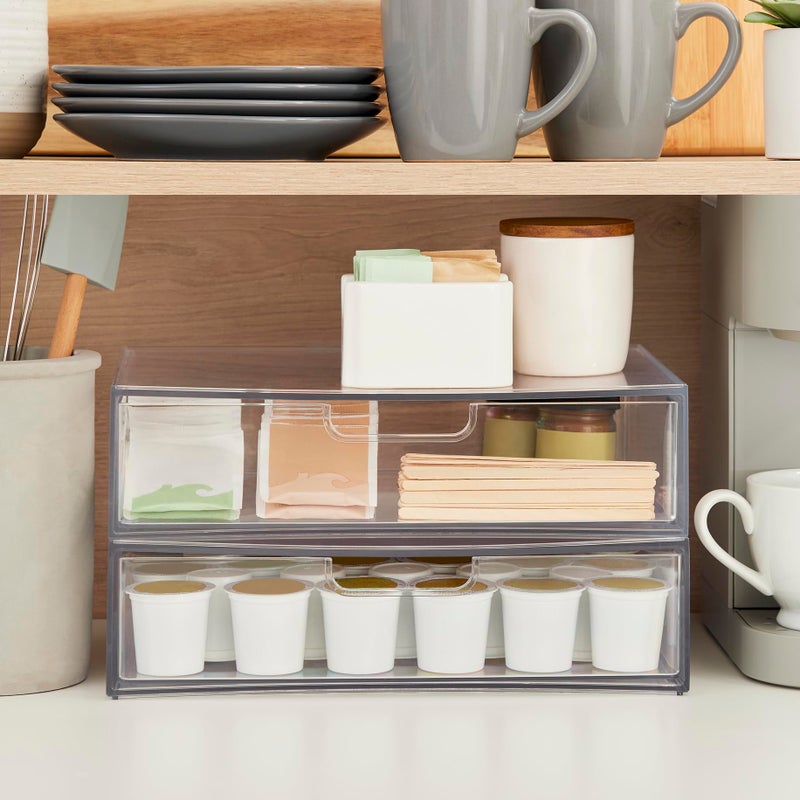 STORi STAX Plastic Stackable Organizer Drawers (Set of 2) Clear | 12.5" Wide | Set Includes Two Open Drawer | Organize Office Desk Accessories & Sort Paper | Made in USA - Image 4