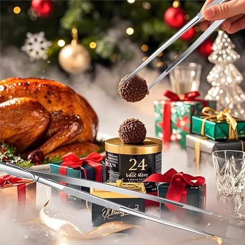 KTFNOMES 2 Pcs 12-Inch Cooking Tweezers Fine Tweezer Tongs, Extra-Long Stainless Steel Kitchen Tweezers, for Grilling, Serving, and Food Preparation,Silver - Image 5