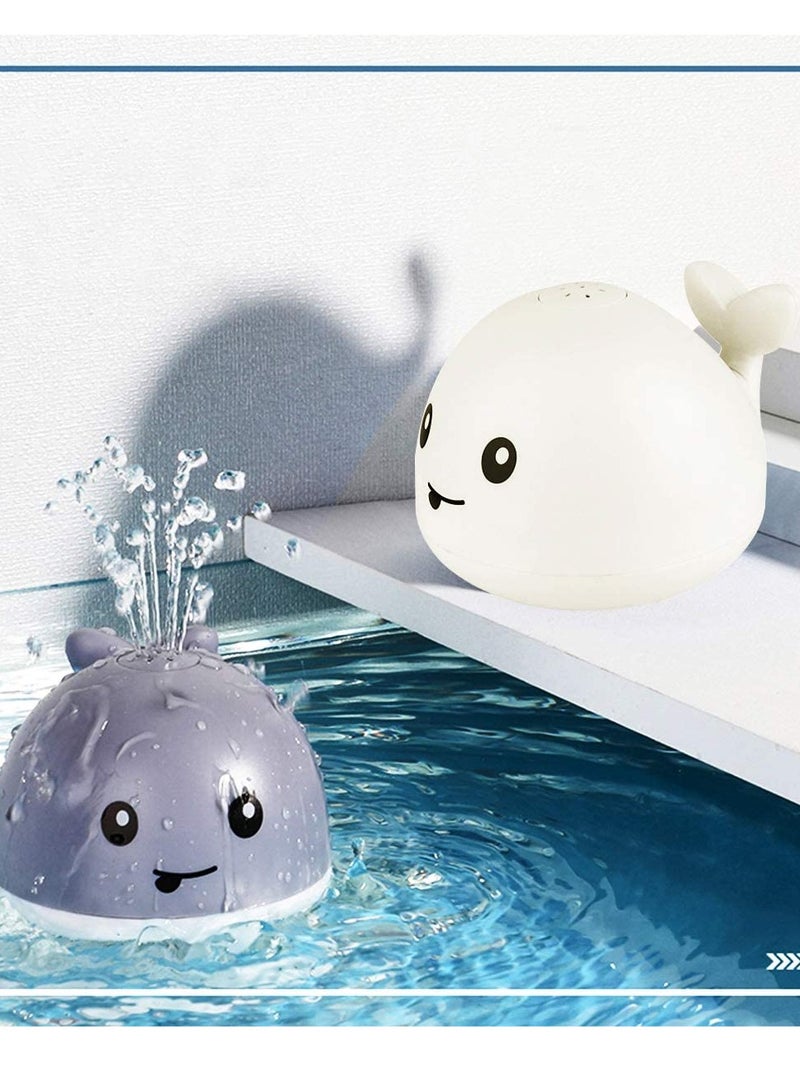 Baby Bath Toys, Fountain Light Up Whale Baby Pool Toddlers Toy with LED Light Whale Spray Water Toy for Kids, Induction Sprinkler Bathtub Toys Bathroom Shower Swimming Pool Outdoor Water Toy (White) - Image 2