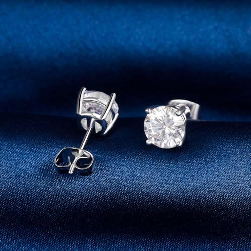 Gemsme Princess Cut Cubic Zirconia Stud Earrings for Women/Men - 5 Pairs 18K Gold Plated Hypoallergenic 3-7mm Round Clear CZ Earring Set - White Gold - Image 5
