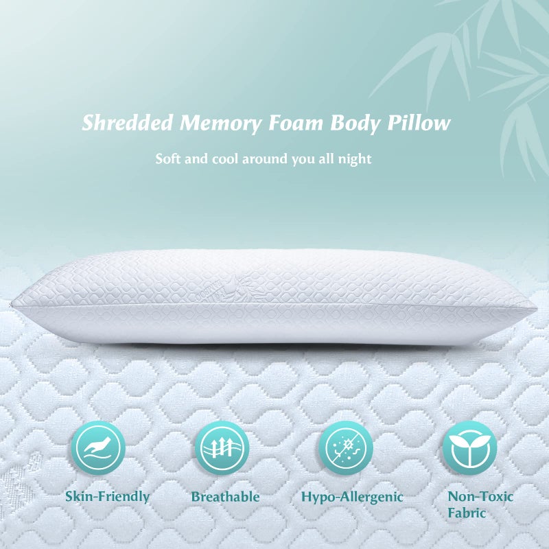 Rainmr Shredded Memory Foam Full Body Pillow â€“ Side Sleeper â€“ Huggable Long Pillow for Body Relief â€“ with Ultra Soft Cooling Cover, 20 x 54 inches - Image 5