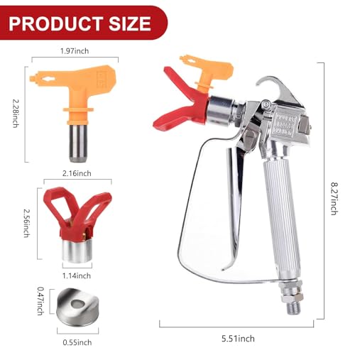 DUSICHIN DUS-036 Airless Paint Spray Gun High Pressure 3600 PSI 517 TIP Swivel Joint for Titan Graco Airless Paint Sprayers - Image 4