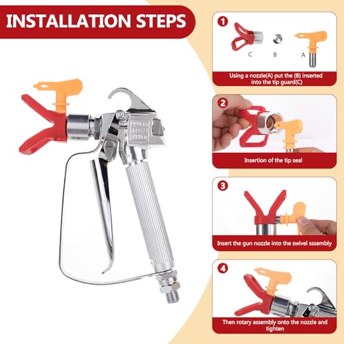 DUSICHIN DUS-036 Airless Paint Spray Gun High Pressure 3600 PSI 517 TIP Swivel Joint for Titan Graco Airless Paint Sprayers - Image 5