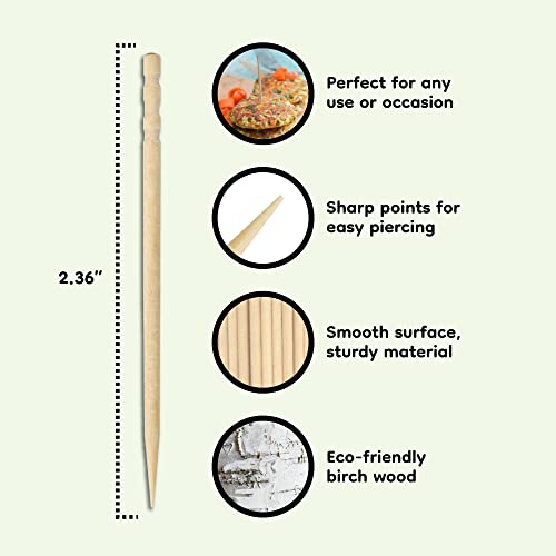 BambooMN Premium Wooden Round Toothpicks with Storage Holder for Food or Cleaning Your Teeth, 3 Packs of 300 Pieces, Party Supplies - Image 4