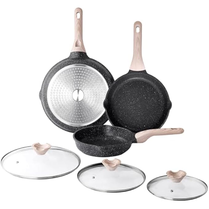 Unity Nonstick Frying Pan Set With Lids 3 Piece Skillet Set Healthy Induction Cooking Pan StayCool Handle Compatible With All Stovetops Pfoa Free 8 95 11 Inch - Image 2