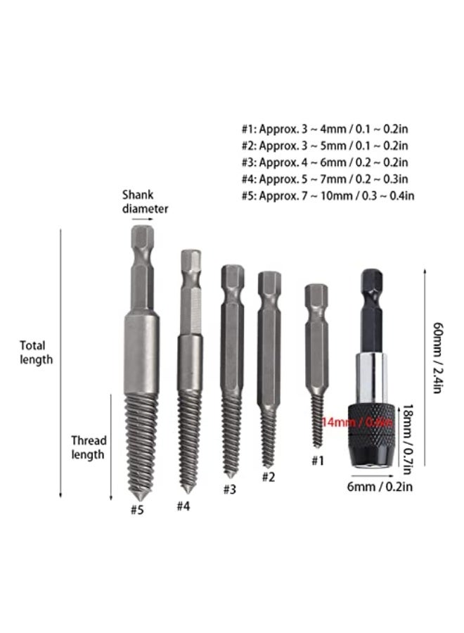 6 Pcs Headless Screw Extractor Set, Hex Shank Pinion Wire Stripper Tool For Woodworking, Versatile Screw Removal Kit For Carpenter Enthusiasts - Image 3