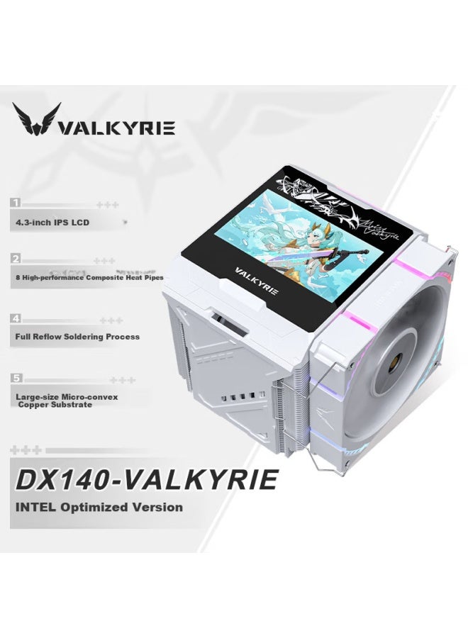 Valkyrie Dx140 Valkyrie Intel Optimized Edition Vk Cpu Air Cooler, Fully Soldered 8 Heat Pipes With All-copper Base, 4.3-inch Max Large Screen, Compatible With Lga1851 Am5 - Image 1